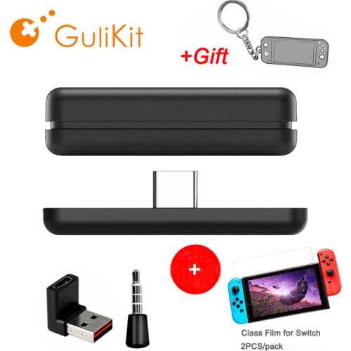 GuliKit NS07 Route Air Wireless Bluetooth Audio Receiver transmitter Adapter USB-C with Microphone For Nintendo Switch PS4 PS5