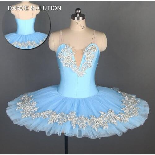 BLL111 Pale Blue Spandex Top Pre-professional Leotard Tutu Children & Adult Stage Show Costumes Ballerina Solo Pancake Dress