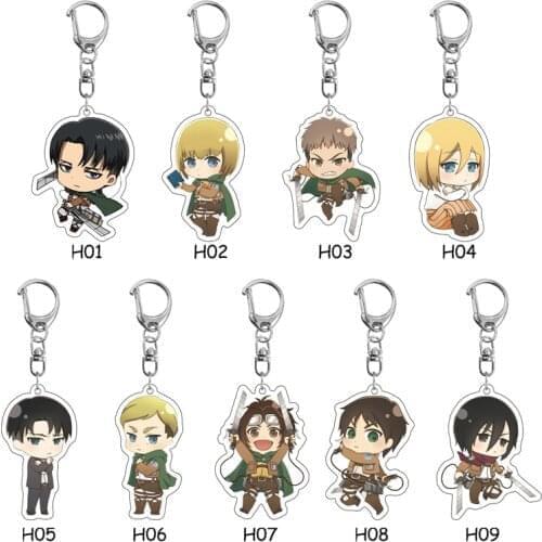 Anime Keychain Attack on Titan Men Car Key Chain Women Bag Pendant Accessories Cartoon Key Ring Friends Gifts