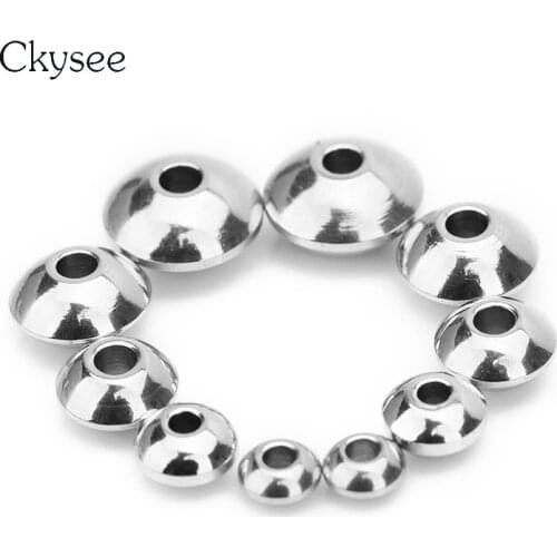 Ckysee 50Pcs/lot 4X2.5X1.6mm UFO Shaped Stainless Steel Spacer Beads Silver Color Abacus Metal Loose Beads Diy Handmade Jewelry