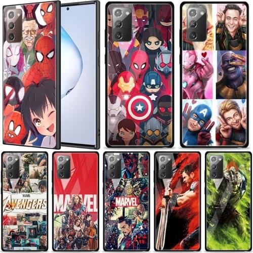 Marvel Hero Spider-Man for Samsung Galaxy Note 20 Ultra 10 Lite Plus 9 8 5G A70 A50 A40 A30 A20 Tempered Glass Phone Case