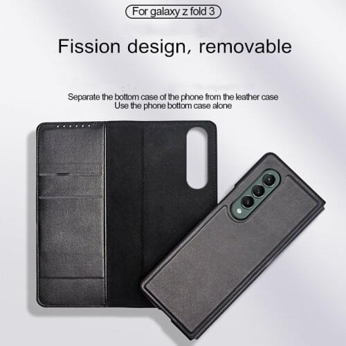 2021 For Samsung Galaxy Z Fold 3 5G Cover Magnetic Flip Wallet Case for Galaxy Z Fold3 2 Split Folding Leather Anti-knock Case