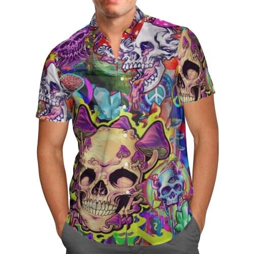 Color Skull 3D Beach Hawaii Summer 2021 Shirt Short Sleeve Shirt Streetwear Oversized 5XL Camisas De Hombre Blusa Masculina-23