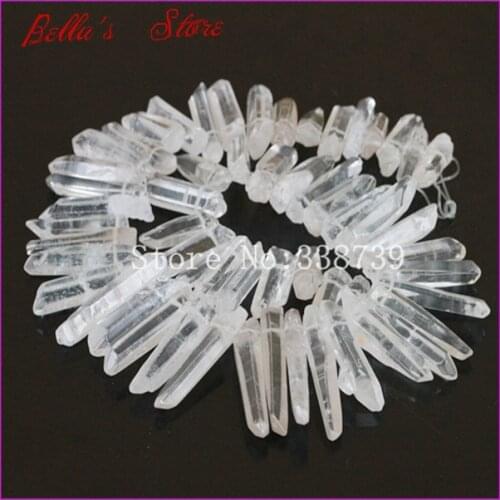 Clear Raw Quartz Long Point Pendants Rock Crystal Quartz Top Drilled Briolettes Stick Beads Natural Druzy Quartz Spike Beads