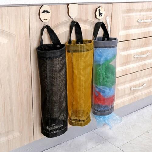 Dropshipping Home Grocery Storage Bag Holder Wall Hanging Bag Kitchen Storage Bag Dispenser Reusable Plastic Kitchen Organizer