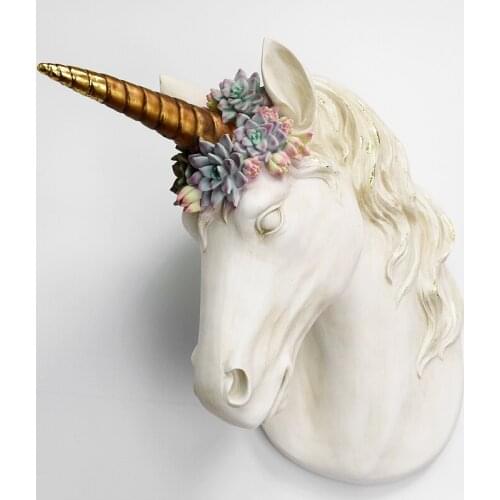 EUROPEAN-STYLE RETRO UNICORN WALL DECORATION MODERN NORDIC CREATIVE LIVING ROOM HORSE HEAD HOME SOFT DECORATION WALL DECORATION