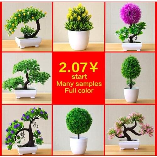 Artificial Plants Potted Bonsai Green Small Tree Plants Fake Flowers Potted Ornaments for Home Garden Decor Party Hotel Decor