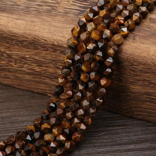 KANGKANG 2019 trend 8mm cut surface Polygon tiger eye Natural Stone Bead For Jewelry Making DIY charm Bracelet Necklace 15