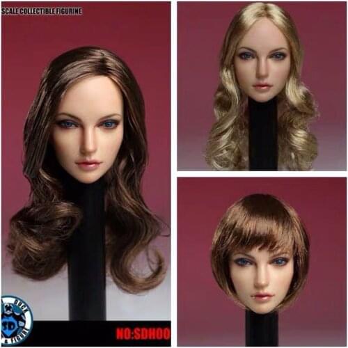 1/6 European Beauty Beauty Female Figure Head Sculpt SDH005 Cool Lady Head Carving Model Golden/Brown Hair Collections