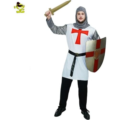 Adult Mens Knight Costume Purim Cosplay Warrior Outfits Clothing Halloween Role Play Party Fancy Dress Up for Male
