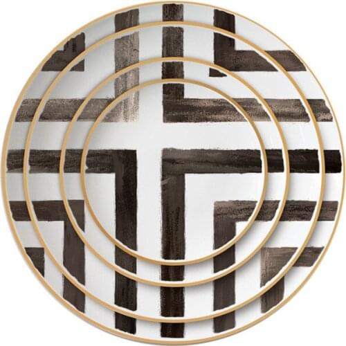 Round Ceramic Plates Wedding Dessert Steak plate Set Bone China tableware dinnerware set