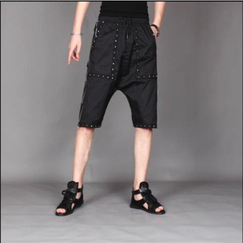 M-3xl 2020 New Summer Men Personality Rivets Shorts Cotton Linen 5 Minute Shorts Hair Stylist Zipper Casual Shorts Tide Costumes