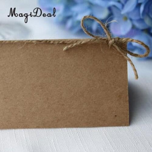 MagiDeal Delicate 50x Kraft Paper Blank Place Name Card Rustic Wedding Table Card Twine Bow