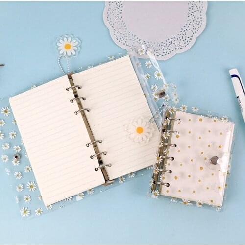 Transparent Cute Daisy Notebook Loose Leaf 6 Rings A6/A7 Binder File Folder Kawaii 2021 Planner School Journals Office Supplies