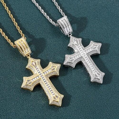 2021 New Fashion Silver Color Cross Pendant Hip Hop Asymmetric for Men Jewelry Exquisite Gift