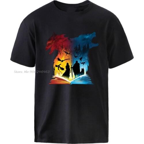 Book Of Fire And Ice T shirts Man Summer Cotton Tee Short Sleeve Workout Top Fashion Streetwear Male Tshirt
