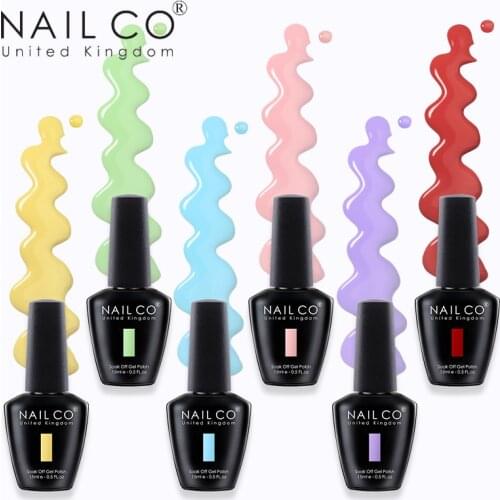 NAILCO 40 Colors Gel Nail Polish Semi-Permanent Varnish Soak Off UV LED Long Lasting Nail Gel Varnish 15ml Base Top Coat Nails