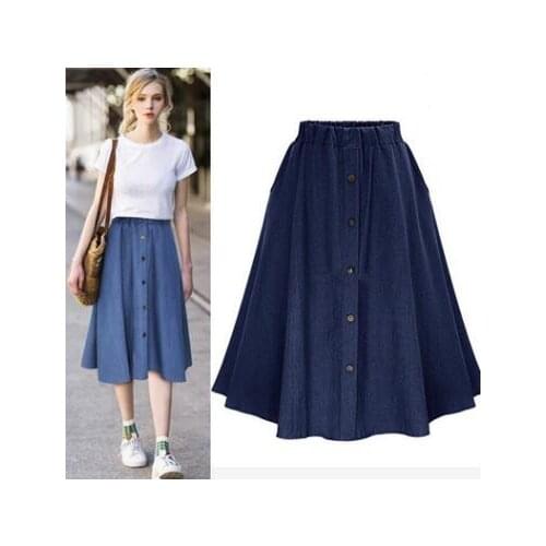 New New Skirt Pleated Denim Skirt Knee-Length Casual Style Draped Skirt *new