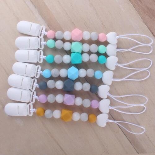 2020 New Baby Nipple Clip Teether Set Accesories Cute Baby Safe Silicone Molar Feather Bracelet Toy Silicone Pacifier Chain