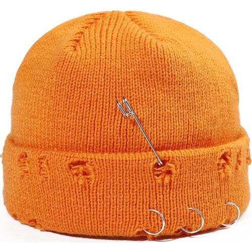 2021 New Winter Hip Hop Harajuku Skullies Beanies Hats Women Men Ripped Holes Knitted Hats Unisex Autumn Soft Cotton Warm Caps