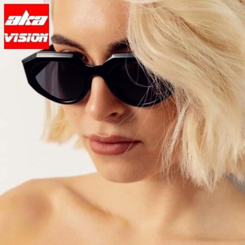AKA VISION 2021 Small Cateye Sunglasses Women Vintage Glasses Luxury Designer Shades Women Wholesale Gafas De Sol Mujer UV400