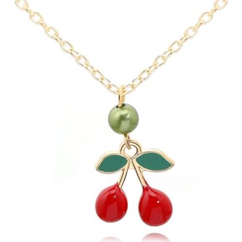 Cartoon Fruit Series Strawberry Banana Pineapple Cherry Pendant Necklace Love Woman Mother Girl Gift Wedding Blessing Jewelry