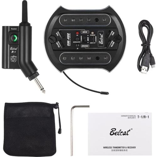 Belcat SW400 + R1 UHF Rechargeable Acoustic Guitar Wireless Sound Hole Pickup System with Receiver Max.50M Transmission Range