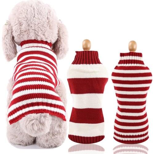 Stripe Pet Dog Sweater Autumn Winter Pet Knitted Pullover For Small Dogs Cats Casual Dog Clothes WarmCute Sweater For Christmas