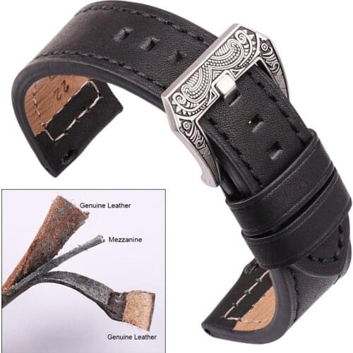 Genuine Leather Watchband 20mm 22mm 24mm Watch Band Black Brown Blue Gray Cowhide Watch Strap Accessories