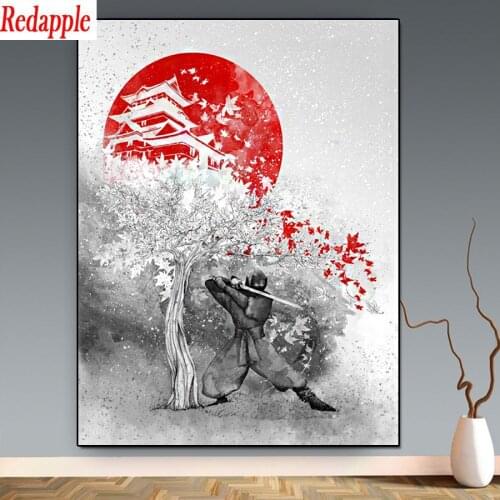 Samurai, sakura, temple 5D DIY Diamond Painting Kit Handicraft Home Decoration Diamond Mosaic Landscape Cross Stitch Craft new