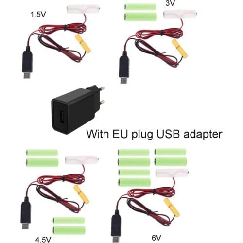 EU Plug USB Mains Convert to AA AAA Battery Eliminator Replace 1 to 4pcs Battery H054