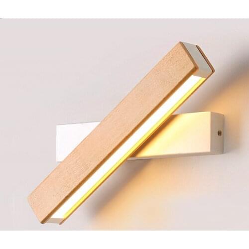 Northern Europe LED Solid wood wall lamp bedroom bedside living room wall lighting Modern simplicity whirling study Lamps