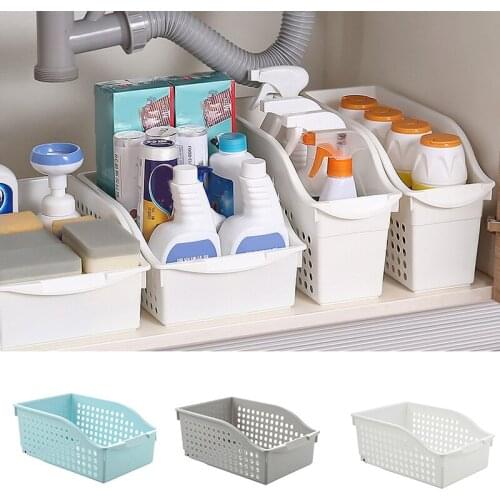 Cabinet Storage Box With Wheel Storage Basket Kitchen Supplies Sundries Under the Sink Storage Basket Removable Rack SCIE999