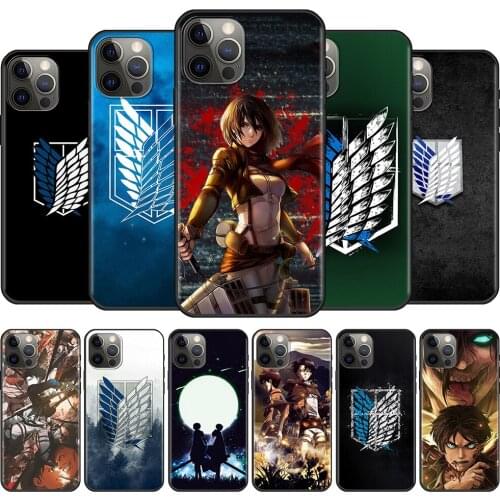 Silicone Soft Cover For Apple iPhone 11 Pro Max 13 12 Mini XR XS X 8 7 6S 6 SE 2020 Black Case TPU Fundas Attack On Titan Comic