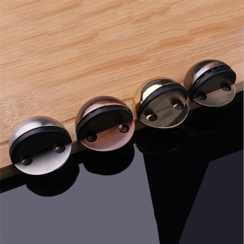 Hidden Stainless Steel Rubber Door Stopper Non Punching Sticker Door Holders Catch Floor Mounted Nail-free Door Stops New
