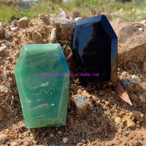 Natural Tiger Eye Stone Carved Coffin Quartz Figurine Healing Crystal Feng Shui Home Decor Reiki Gift