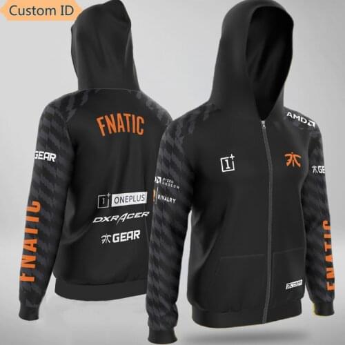 Fnatic-Hoodie for men and women, with fashion print, with personalized identification zipper, lol CSGO DOTA Pro player clothing