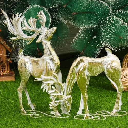 Luxurious Iron Christmas Reindeer Elk decoration Standing Xmas Elk Deer Dolls New Year Party Decor Ornament Gift