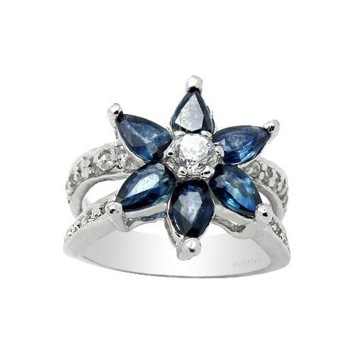 CoLife Jewelry 100% Natural Sapphire Ring for Party 3mm*5mm Real Sapphire Silver Ring 925 Silver Sapphire Jewelry