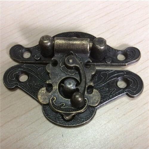 Box Lock, Case Lock, Wooden Box Lock Antique Bronze Pattern Carved 3.7cm x 4.9cm,10 Sets