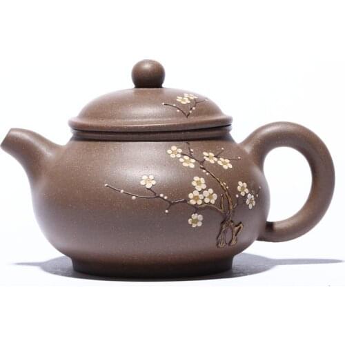 Famous Purple Clay Teapot Hand-carved and Painted Raw Ore Clear Ash Section Mud Large-scale Pan Hu Household Teapot