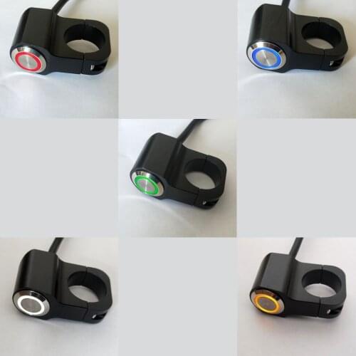 12V Motorcycle ATV 1inch Handlebar Headlight Fog Spot Light On Off Switch Waterproof 25mm - Stainless Steel Black Body