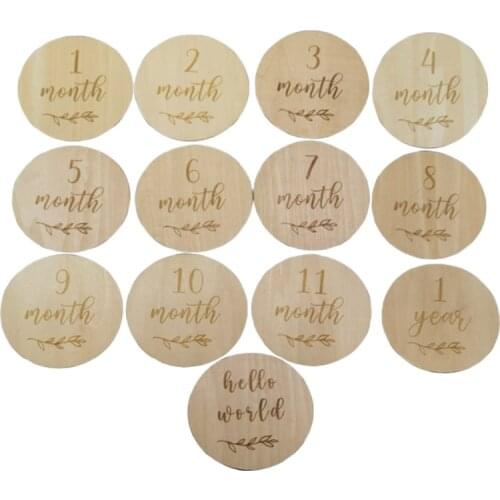 13pc Newborn Photogra Wooden Month Milestone Cards Handmade Monthly Memorial Commemorative Photo Accessories Baby Souvenir Stamp