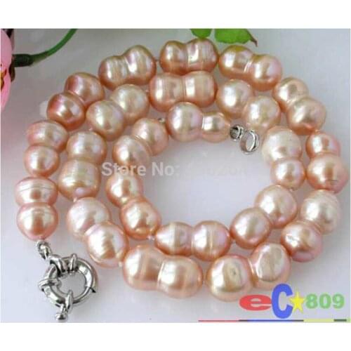18MM PINK baroque DOUBLE FRESHWATER PEARL NECKLACE