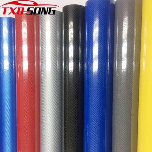 30*152CM/Lot Car Styling high glossy Red blue black 5D carbon fiber vinyl film carbon fiber car wrap sheet Roll film