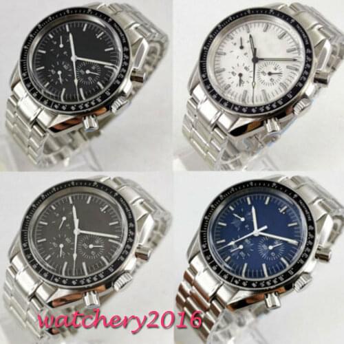 40mm Bliger blue white black Sterile dial week day Indicator Mental Strap multifunction automatic Watch Case Popular Wristwatch