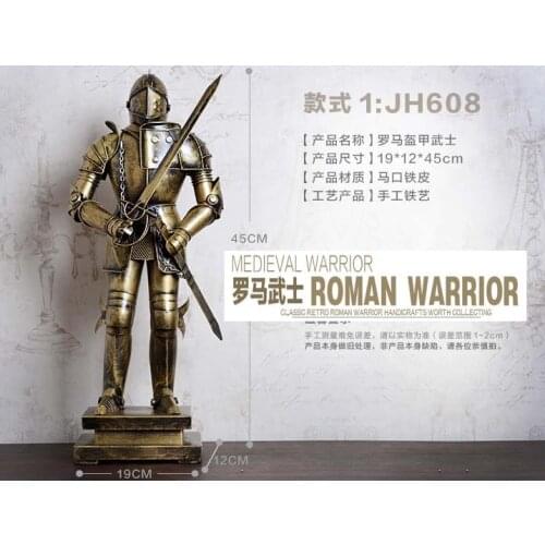 45CM LARGE # 2020 NEW GIFT TOP COOL fashion office home shop bar decorative art Retro Iron Roman armor Warrior art statue-JS608