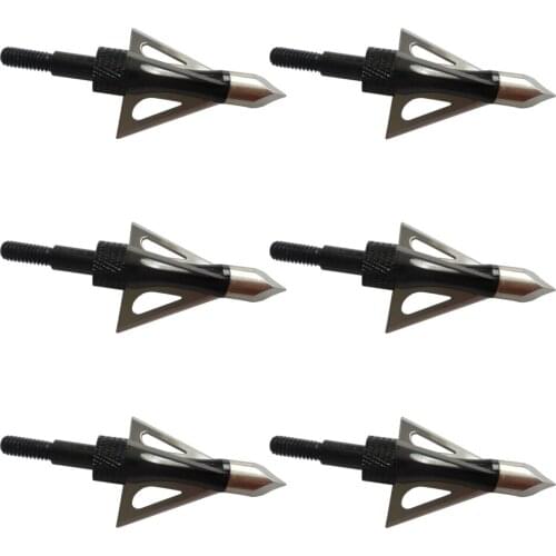 6Pcs Black Chase Broadhead 2 Blade 100Grain Screw on/off Tips for Carbon/Fiberglass/Aluminum Arrows Hunting
