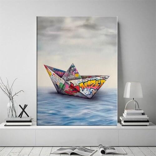 Diamond painting paper origami boat graffiti diamond embroidery cross stitch kit mosaic home decoration diamond art