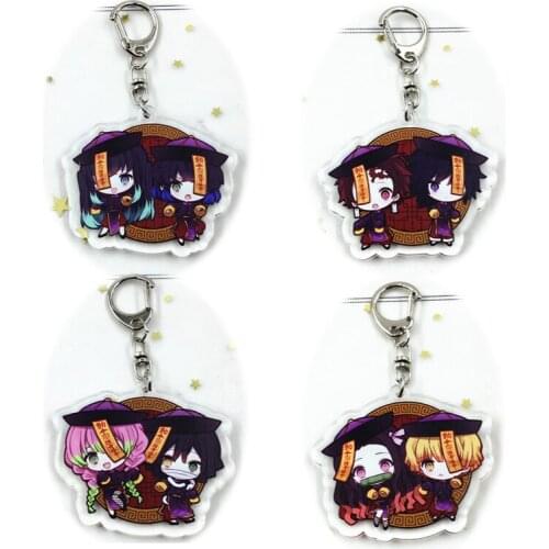 Anime Demon Slayer Keychain Zombie Tanjirou Kamado Nezuko Giyuu Shinobu Cosplay Prop Accessory Acrylic Key Chain Keyring Gift